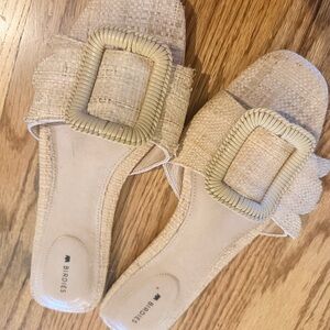 Birdies Beige Woven Slide Sandals
